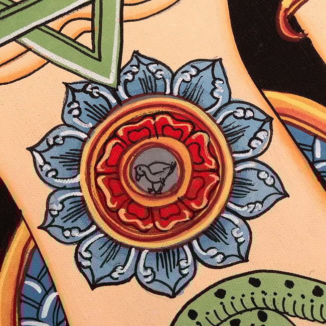 〔一点物〕タンカ - チャクラ人体曼荼羅・エネルギー体図[52cm x 20cm] 5 - 一部分をアップにしてみました