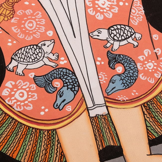 〔一点物〕タンカ - チャクラ人体曼荼羅・エネルギー体図[52cm x 20cm] 8 - 一部分をアップにしてみました