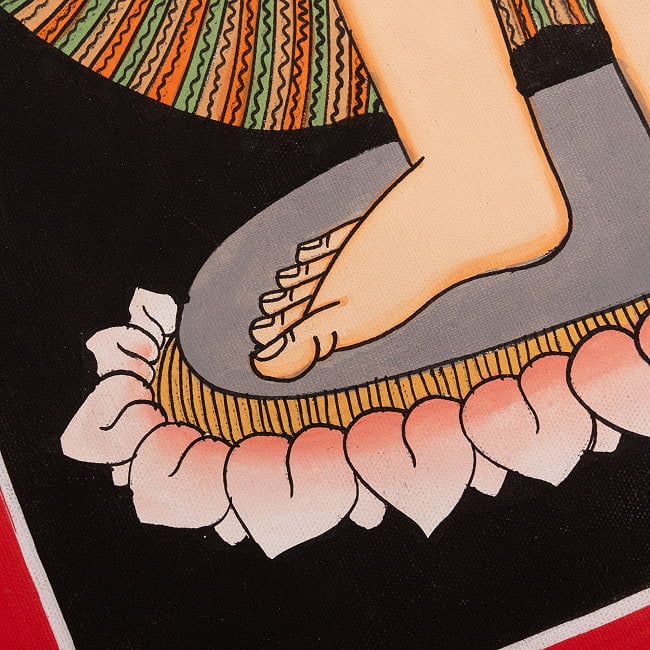 〔一点物〕タンカ - チャクラ人体曼荼羅・エネルギー体図[52cm x 20cm] 9 - 光を当てて撮影しました