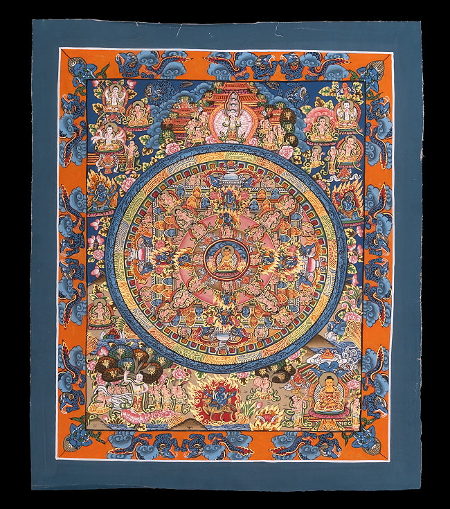 〔一点物〕タンカ - 金剛法界曼荼羅[37cm x 31cm] 2 - 仏画の全体像が分かるように撮影しました