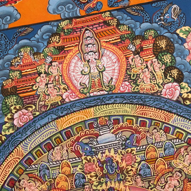 〔一点物〕タンカ - 金剛法界曼荼羅[37cm x 31cm] 3 - 雰囲気や厚みがわかるように、斜めから撮影しました