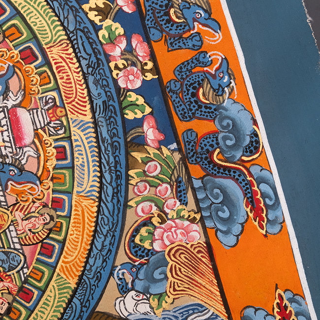 〔一点物〕タンカ - 金剛法界曼荼羅[37cm x 31cm] 6 - 一部分をアップにしてみました