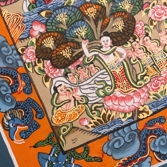 〔一点物〕タンカ - 金剛法界曼荼羅[37cm x 31cm] 7 - 一部分をアップにしてみました