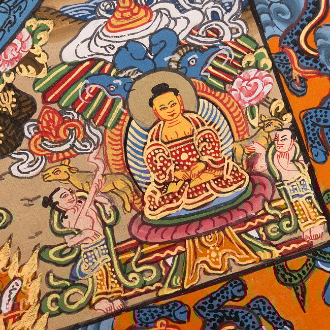 〔一点物〕タンカ - 金剛法界曼荼羅[37cm x 31cm] 8 - 一部分をアップにしてみました