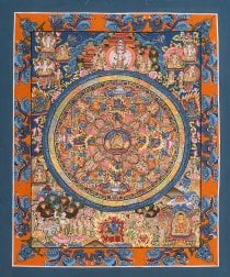 〔一点物〕タンカ - 金剛法界曼荼羅[37cm x 31cm](NP-TANKA-383)