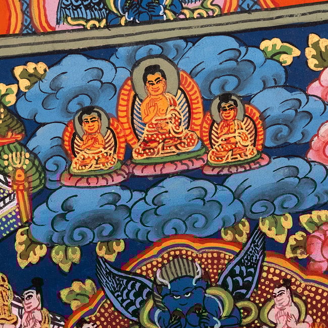 〔一点物〕タンカ - 釈迦牟尼仏曼荼羅[37cm x 31cm] 3 - 一部分をアップにしてみました