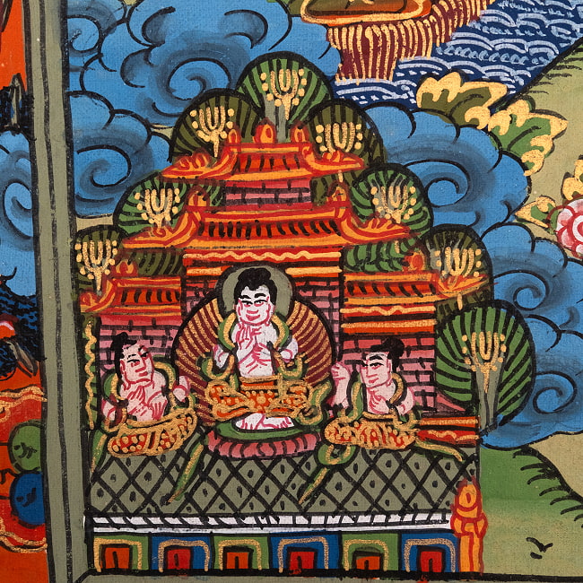 〔一点物〕タンカ - 釈迦牟尼仏曼荼羅[37cm x 31cm] 7 - 一部分をアップにしてみました
