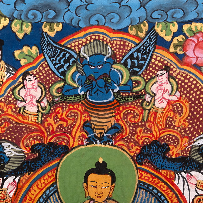 〔一点物〕タンカ - 釈迦牟尼仏曼荼羅[37cm x 31cm] 8 - 一部分をアップにしてみました