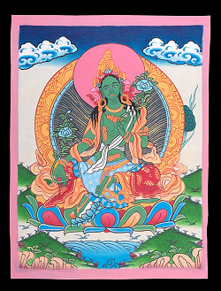 〔一点物〕タンカ - グリーンターラ[40cm x 30cm] - サブ2