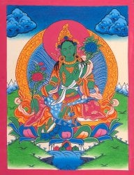 〔習作〕タンカ - グリーンターラ[40cm x 30cm](NP-TANKA-386)