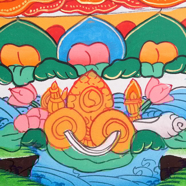 〔一点物〕タンカ - 仏陀図（釈迦牟尼仏）[40cm x 30cm] 7 - 一部分をアップにしてみました