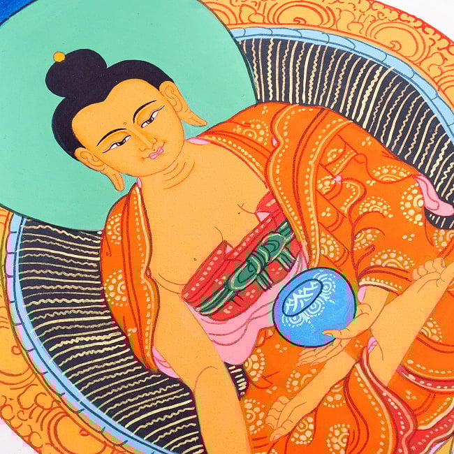 〔一点物〕タンカ - 仏陀図（釈迦牟尼仏）[40cm x 30cm] 8 - 一部分をアップにしてみました