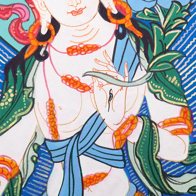 〔習作〕タンカ - ホワイトターラ[40cm x 30cm] 5 - 一部分をアップにしてみました