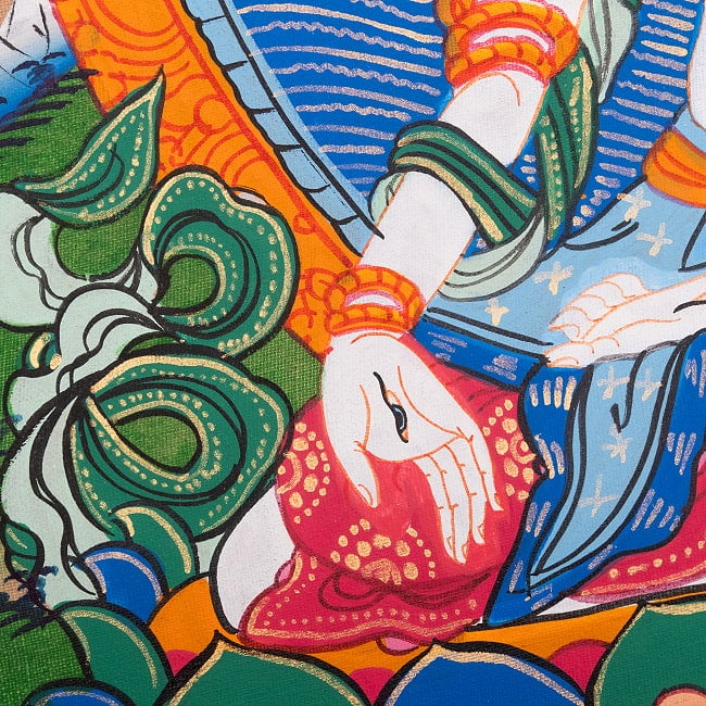 〔習作〕タンカ - ホワイトターラ[40cm x 30cm] 6 - 一部分をアップにしてみました