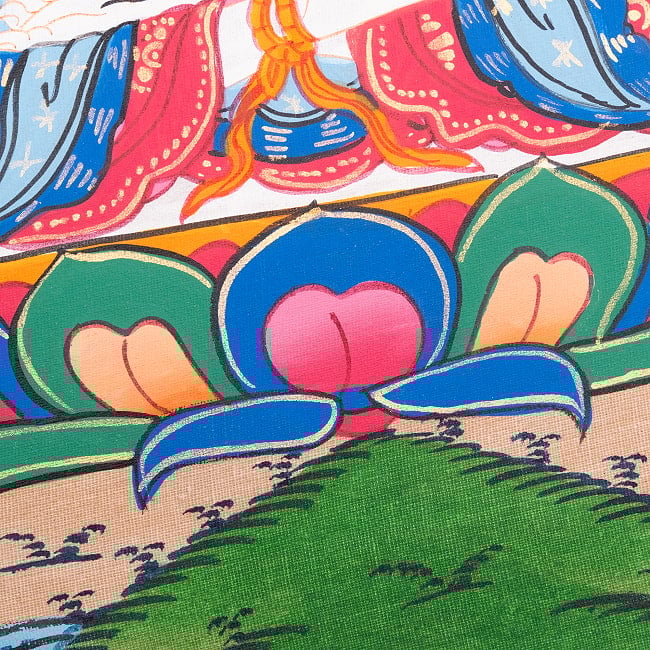 〔習作〕タンカ - ホワイトターラ[40cm x 30cm] 8 - 一部分をアップにしてみました