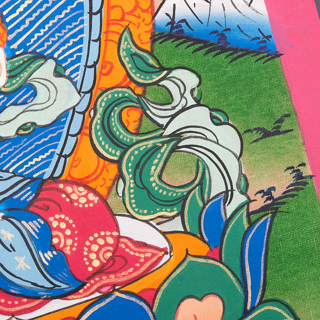 〔習作〕タンカ - ホワイトターラ[40cm x 30cm] 9 - 一部分をアップにしてみました