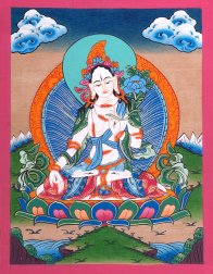 〔習作〕タンカ - ホワイトターラ[40cm x 30cm](NP-TANKA-388)