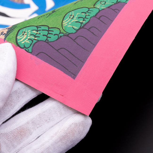 〔習作〕タンカ - 歓喜仏(ヤブユム像)[40cm x 30cm] 13 - 端っこのあたりを手で持ってみました