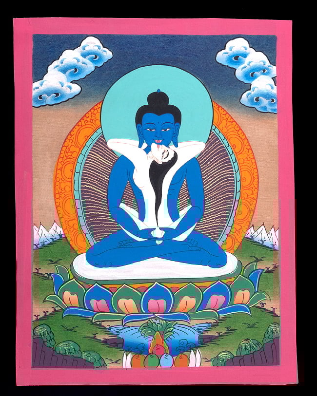 〔習作〕タンカ - 歓喜仏(ヤブユム像)[40cm x 30cm] 2 - 仏画の全体像が分かるように撮影しました