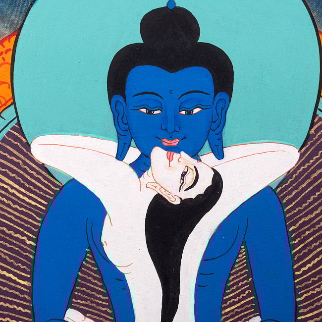 〔習作〕タンカ - 歓喜仏(ヤブユム像)[40cm x 30cm] 4 - 一部分をアップにしてみました