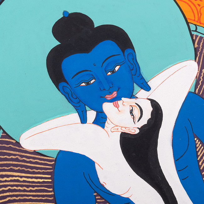 〔習作〕タンカ - 歓喜仏(ヤブユム像)[40cm x 30cm] 5 - 一部分をアップにしてみました