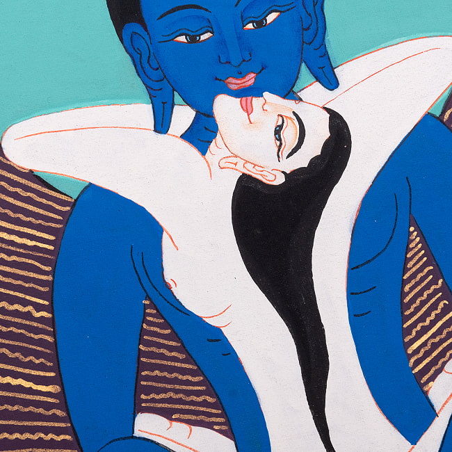 〔習作〕タンカ - 歓喜仏(ヤブユム像)[40cm x 30cm] 9 - 一部分をアップにしてみました