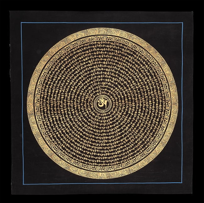 〔習作〕タンカ - オーン種子曼荼羅[56cm x 56cm] 2 - 仏画の全体像が分かるように撮影しました