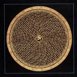 〔習作〕タンカ - オーン種子曼荼羅[56cm x 56cm](NP-TANKA-392)