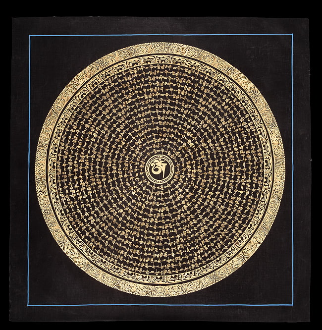 〔一点物〕タンカ - オーン種子曼荼羅[56cm x 56cm] 2 - 仏画の全体像が分かるように撮影しました