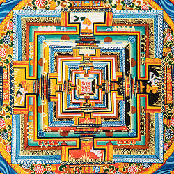 〔一点物〕タンカ - カーラチャクラ曼荼羅 時輪曼荼羅 54×54cm - サブ3