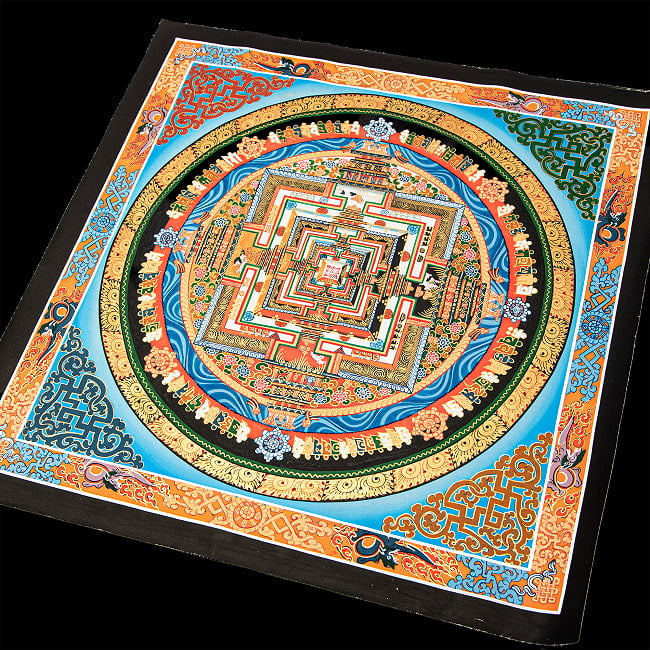 〔一点物〕タンカ - カーラチャクラ曼荼羅 時輪曼荼羅 54×54cm 4 - 無限に続くモチーフ