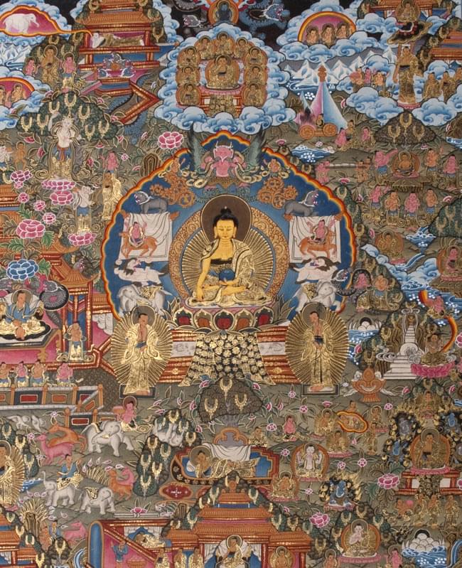 仏教美術 古玩 タンカ 額装 タンカ - 迦陀如来マンダラ【布額装済み】 の通販[送料無料
