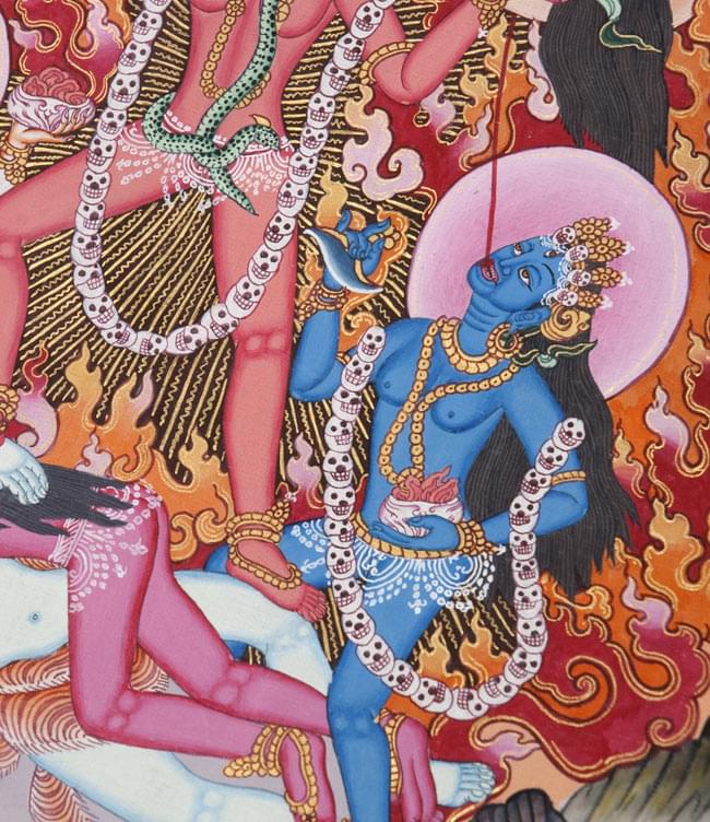 タンカ - 女神チンナマスタ【布額装済み】 4 - 別の部分のアップです。大変丁寧に描かれています