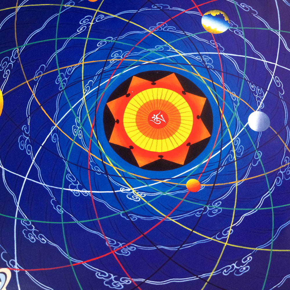 蓮　ロータス　コスモ（宇宙）　曼荼羅　アンティーク大　：　タンカ　仏画（額縁なし タンカ マンダラ 仏画 タンカのポスタ 特大 コスモス・マンダラ(宇宙