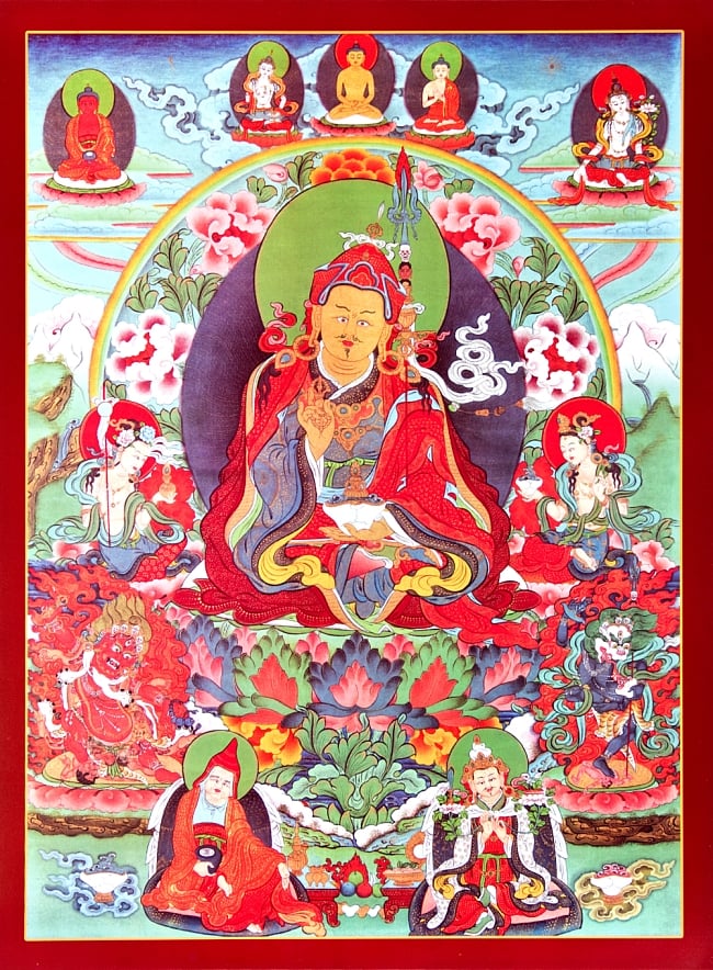 タンカのポスター　Guru Rimpoche（チベット仏教開祖）の写真タンカ,マンダラ,仏画,タンカのポスタ -