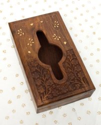 シーシャムウッドのティッシュケース - フラワー＆リーフの商品写真