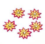 インドの刺繍アップリケ 花 5個セット　【ピンク】