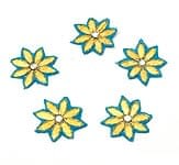 インドの刺繍アップリケ 花 5個セット　【水色】の商品写真