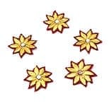 インドの刺繍アップリケ 花 5個セット　【えんじ】の商品写真