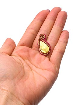 インドの刺繍アップリケ 雫 10個セット　【えんじ】 - サブ4