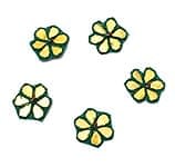 インドの刺繍アップリケ 花 5個セット　【緑×金】の商品写真