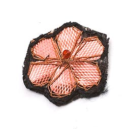 インドの刺繍アップリケ 花 5個セット　【黒×ピンク】 - サブ2