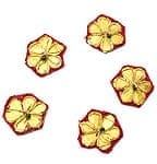 インドの刺繍アップリケ 花 5個セット　【赤×金】　