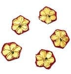 インドの刺繍アップリケ 花 5個セット　【赤×金】　の商品写真