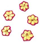 インドの刺繍アップリケ 花 5個セット　【ピンク×金】の商品写真