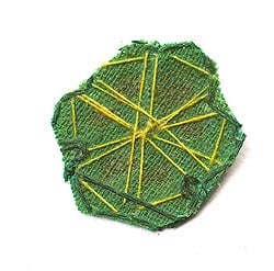インドの刺繍アップリケ 花 5個セット　【緑×銀】 - サブ3