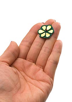 インドの刺繍アップリケ 花 5個セット　【緑×銀】 - サブ4