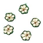 インドの刺繍アップリケ 花 5個セット　【緑×銀】の商品写真