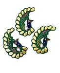 インドの刺繍アップリケ 孔雀 3個セット　【緑】の商品写真