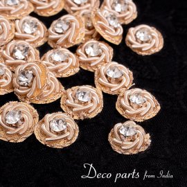 【25個入】インドのビジュー刺繍 デコパーツ 小フラワー